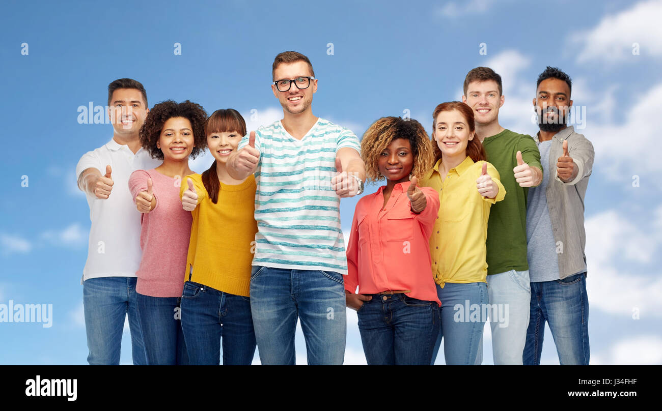international group of people showing thumbs up Stock Photo - Alamy