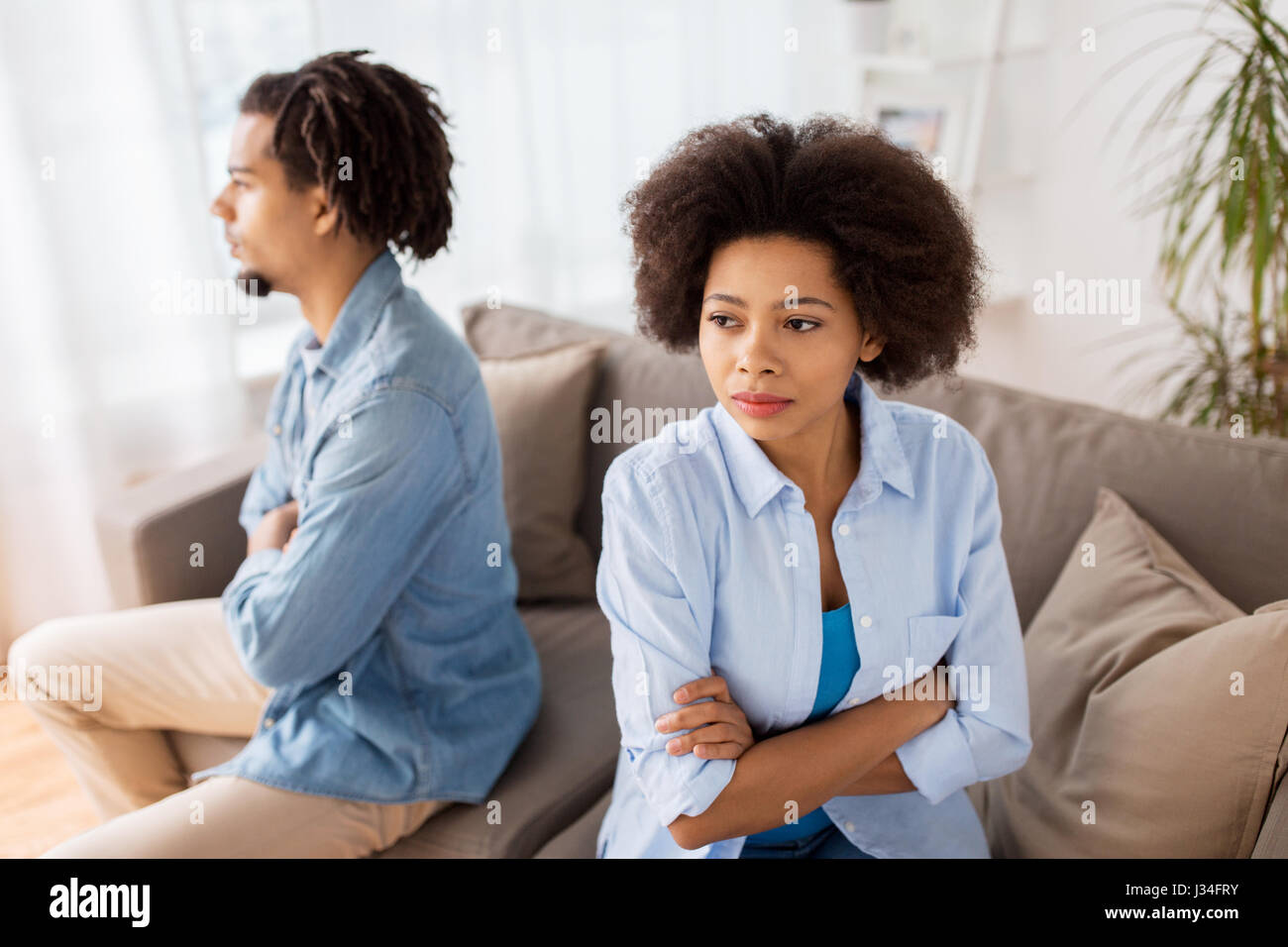 unhappy couple having argument at home Stock Photo - Alamy