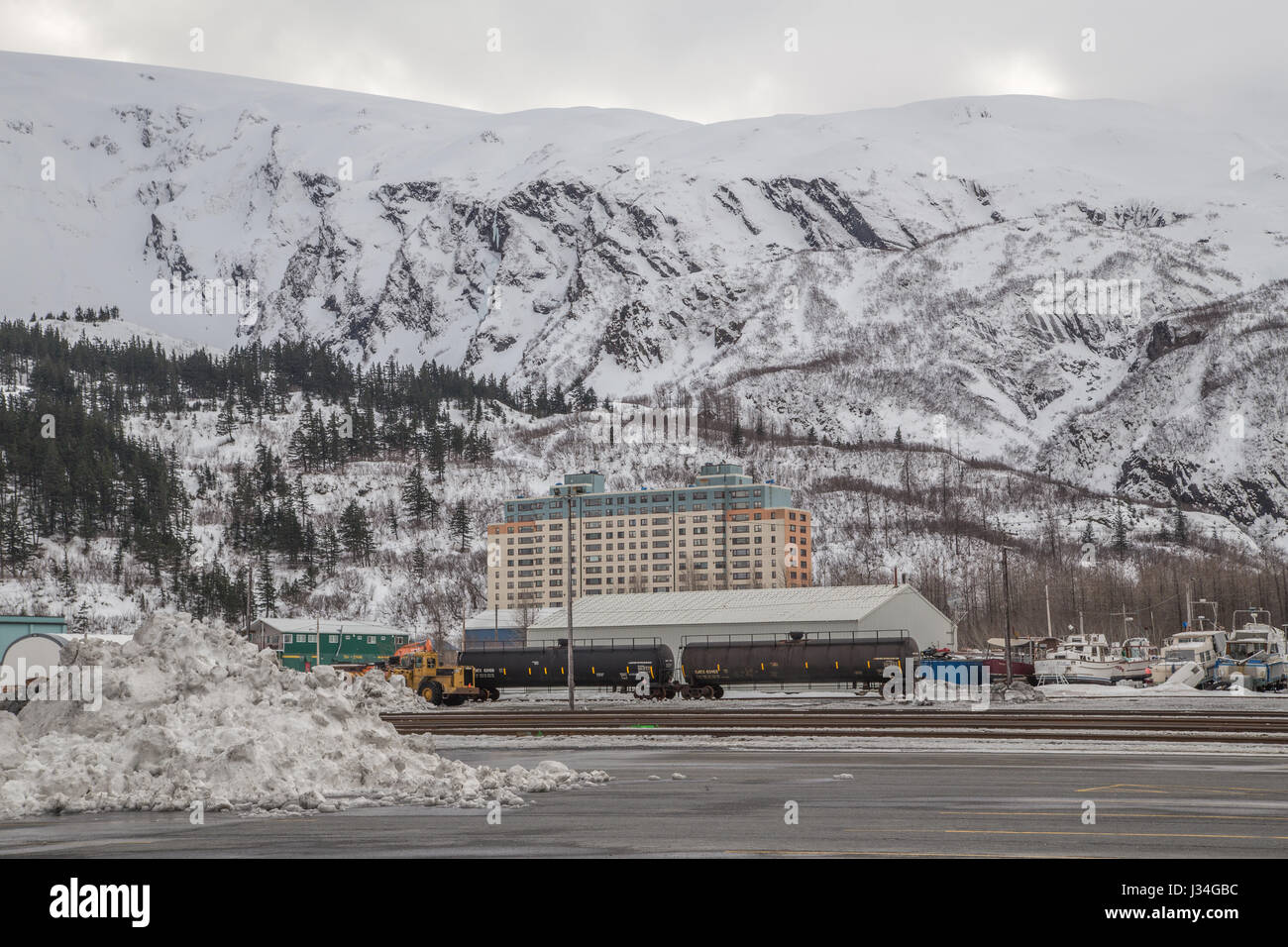 Begich Towers Condominiums in Whittier, Alaska, USA, where most of the