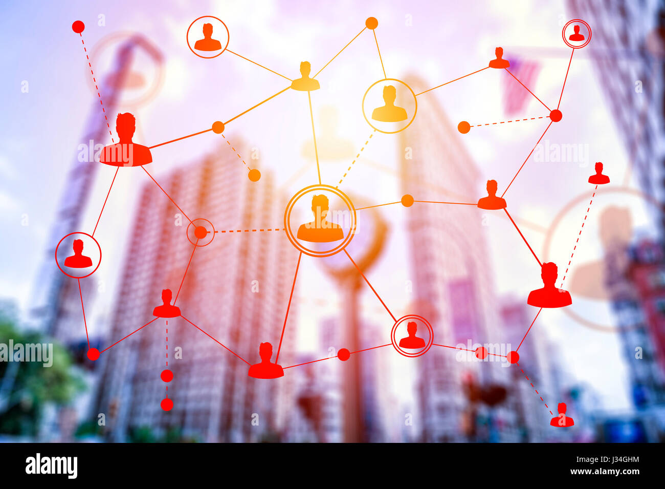 Social networking technologies in New York city. Social media concept Stock Photo Alamy