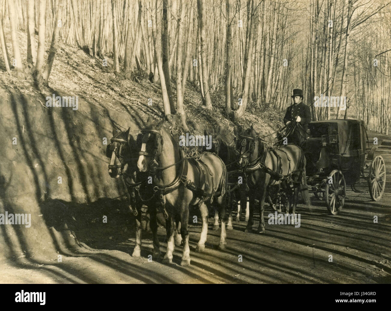 Four horse-drawn carriage Stock Photo