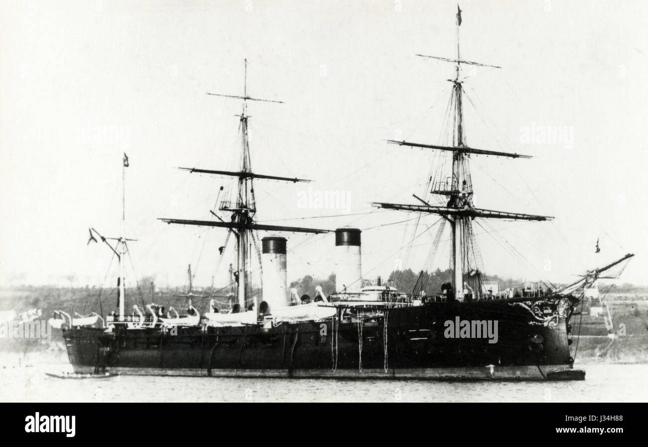 Russian cruiser Rurik, 1895 Stock Photo