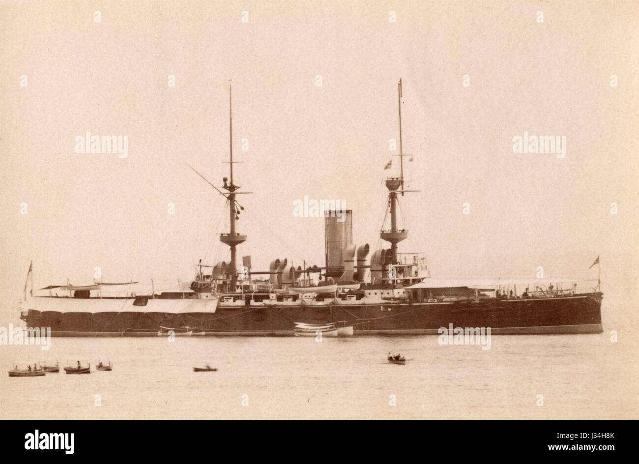 Battleship HMS Barfleur, 1900 Stock Photo