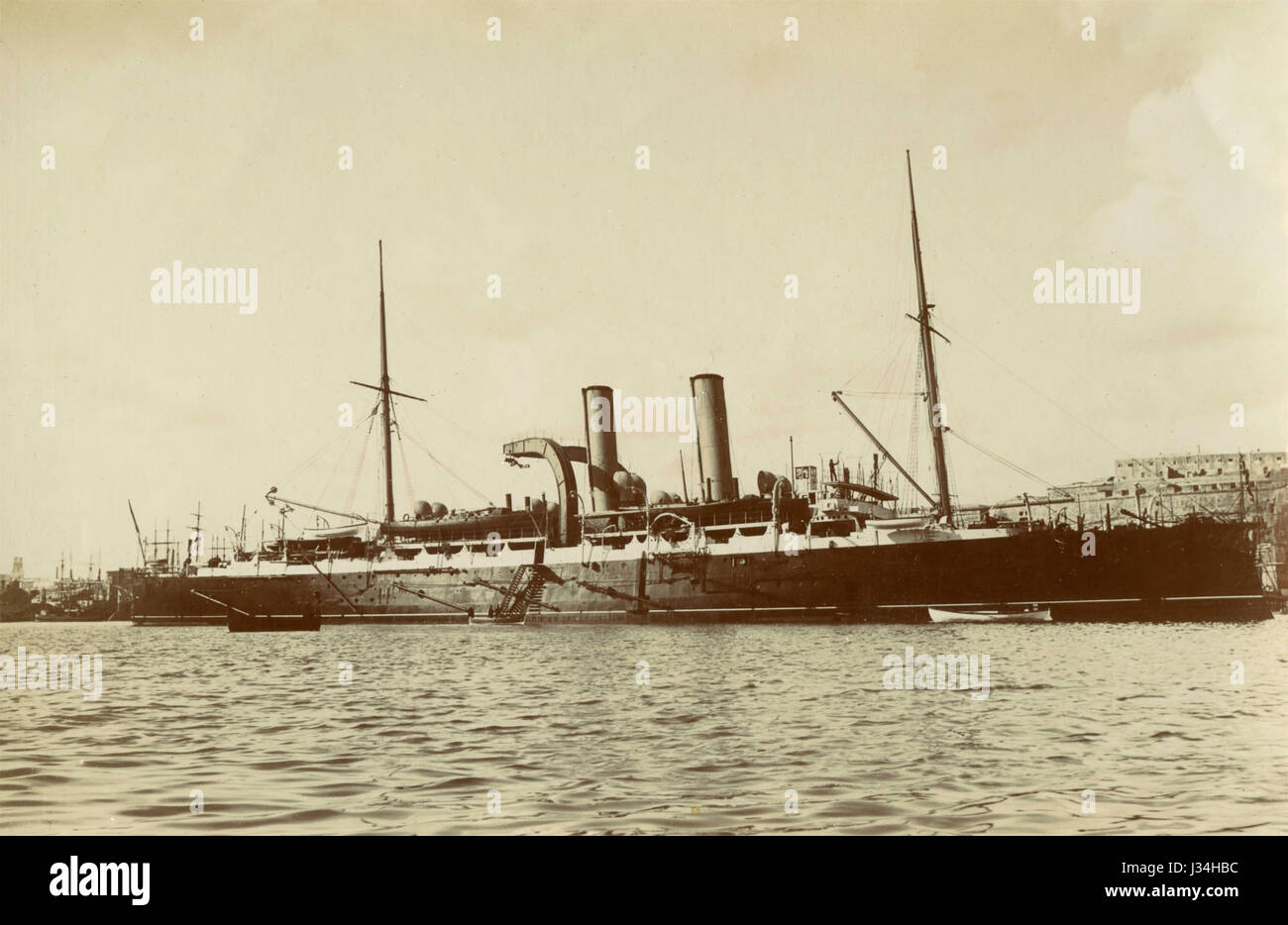 British torpedo boat HMS Vulcan, ca. 1890 Stock Photo