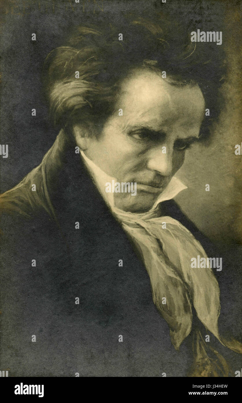 Portrait of Ludvig van Beethoven, painting Stock Photo