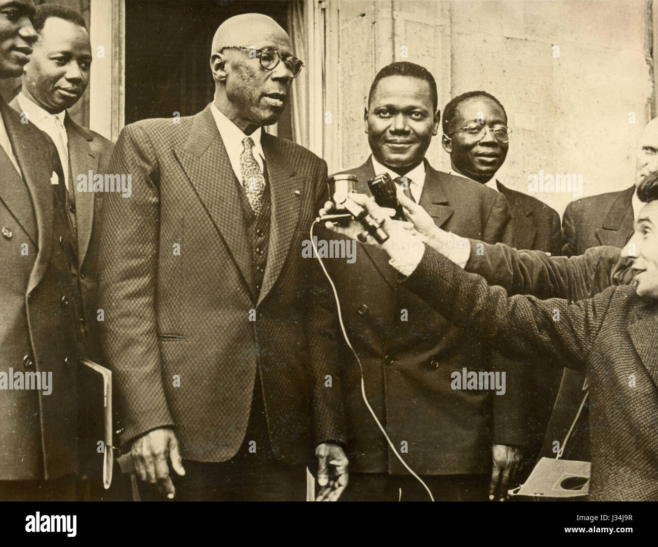 Senegaleses Mamadou Dia, Lamine Gueye, and President Senghor, Paris, France 1962 Stock Photo