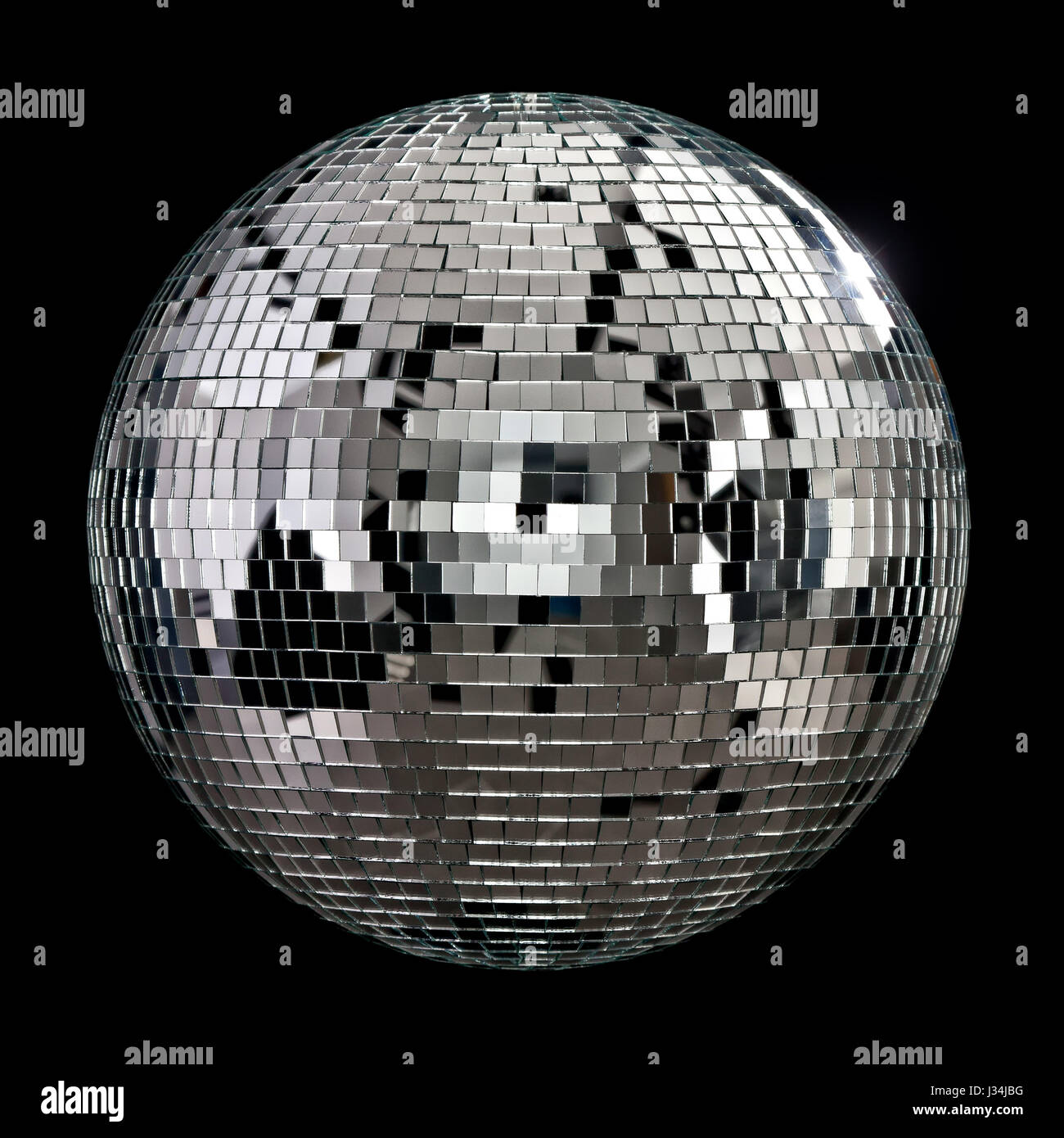 real mirror ball disco club on dark background Stock Photo