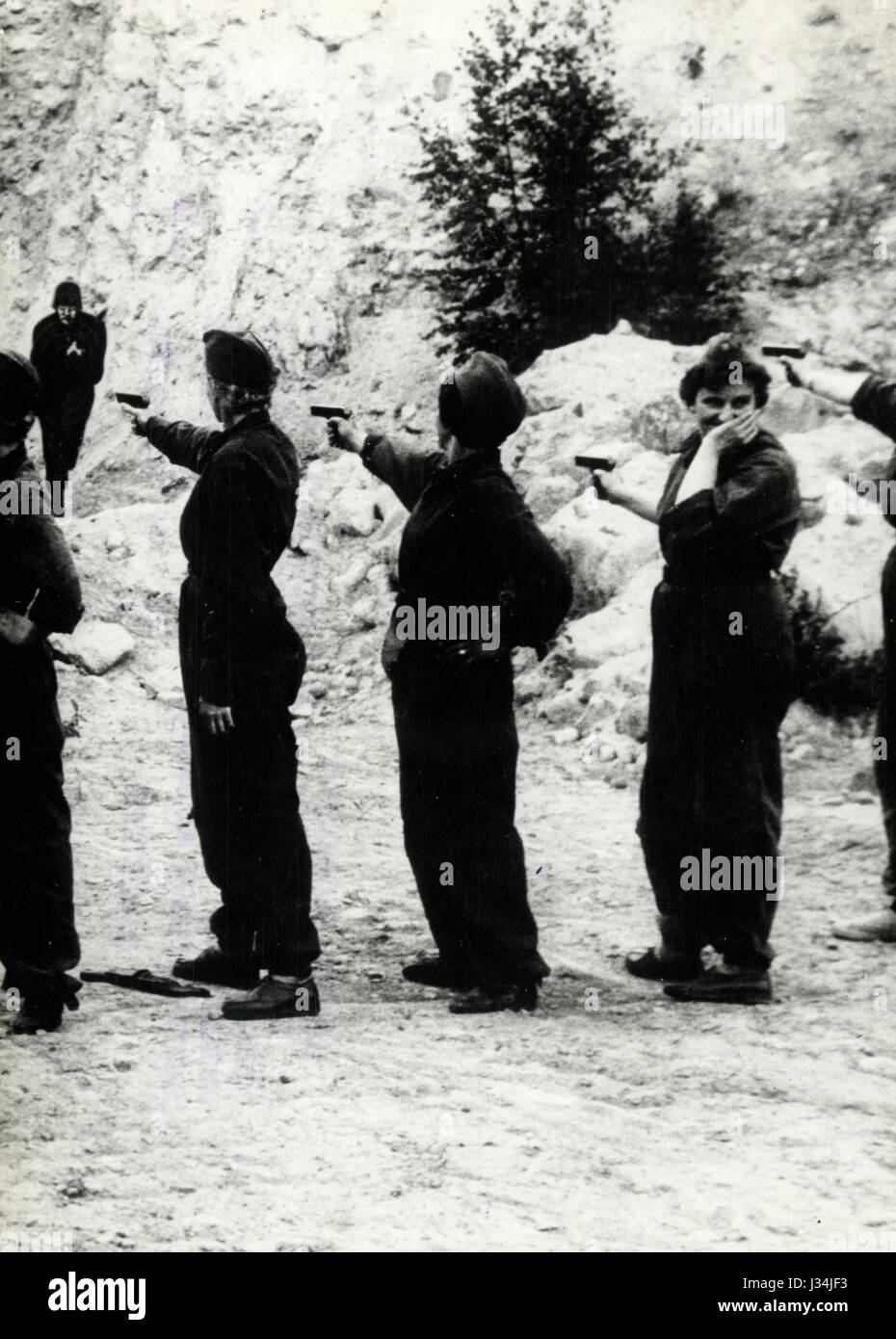 Swedish Army women shooting training, Stockholm, Sweden Stock Photo