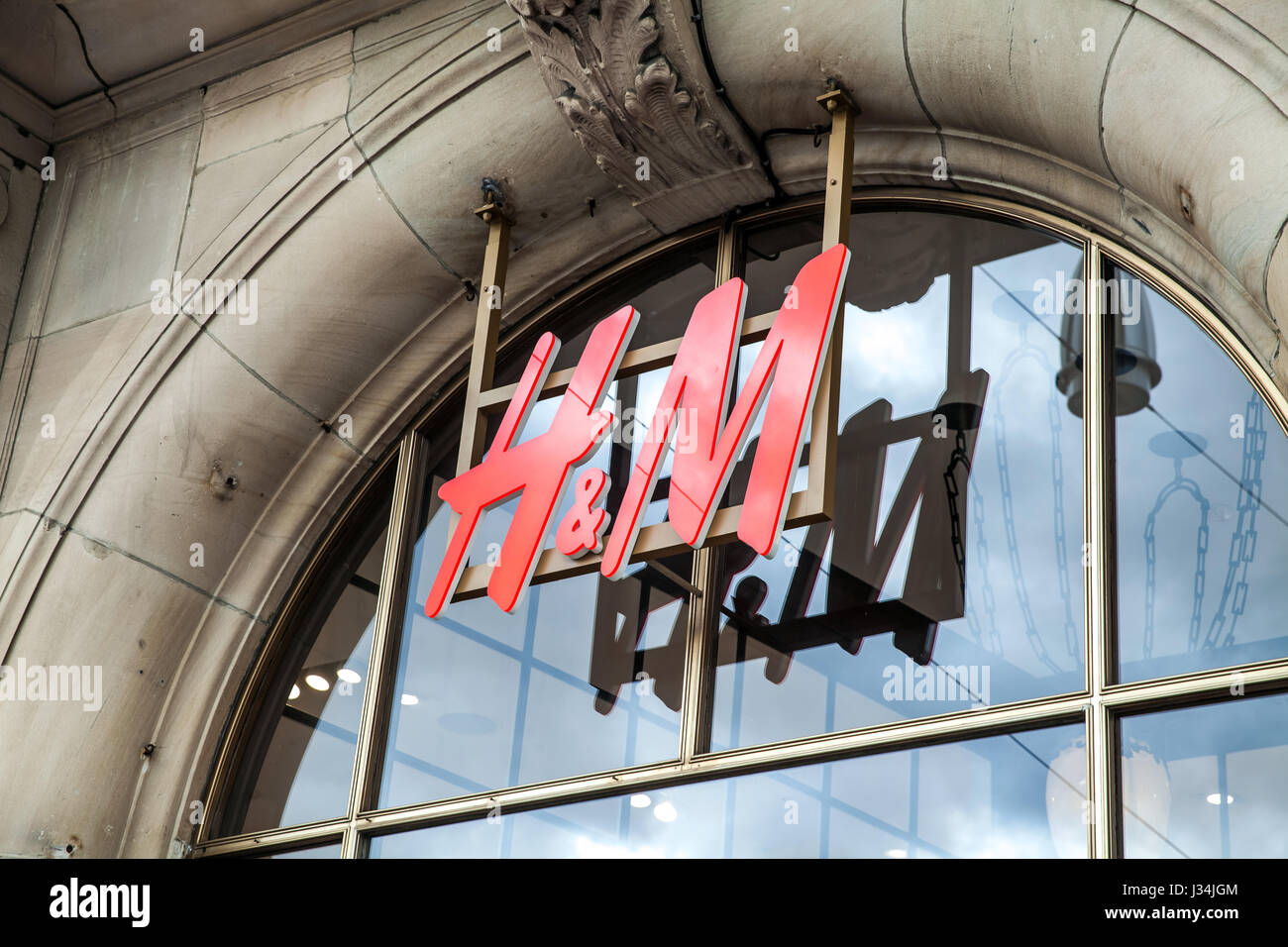 Logo sign on the wall of H&M shop Stock Photo