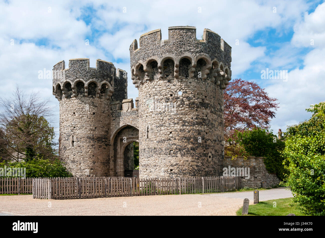 The outer gatehouse of the mediaeval or medieval Cooling Castle on the Hoo peninsula in north Kent, England. Stock Photo