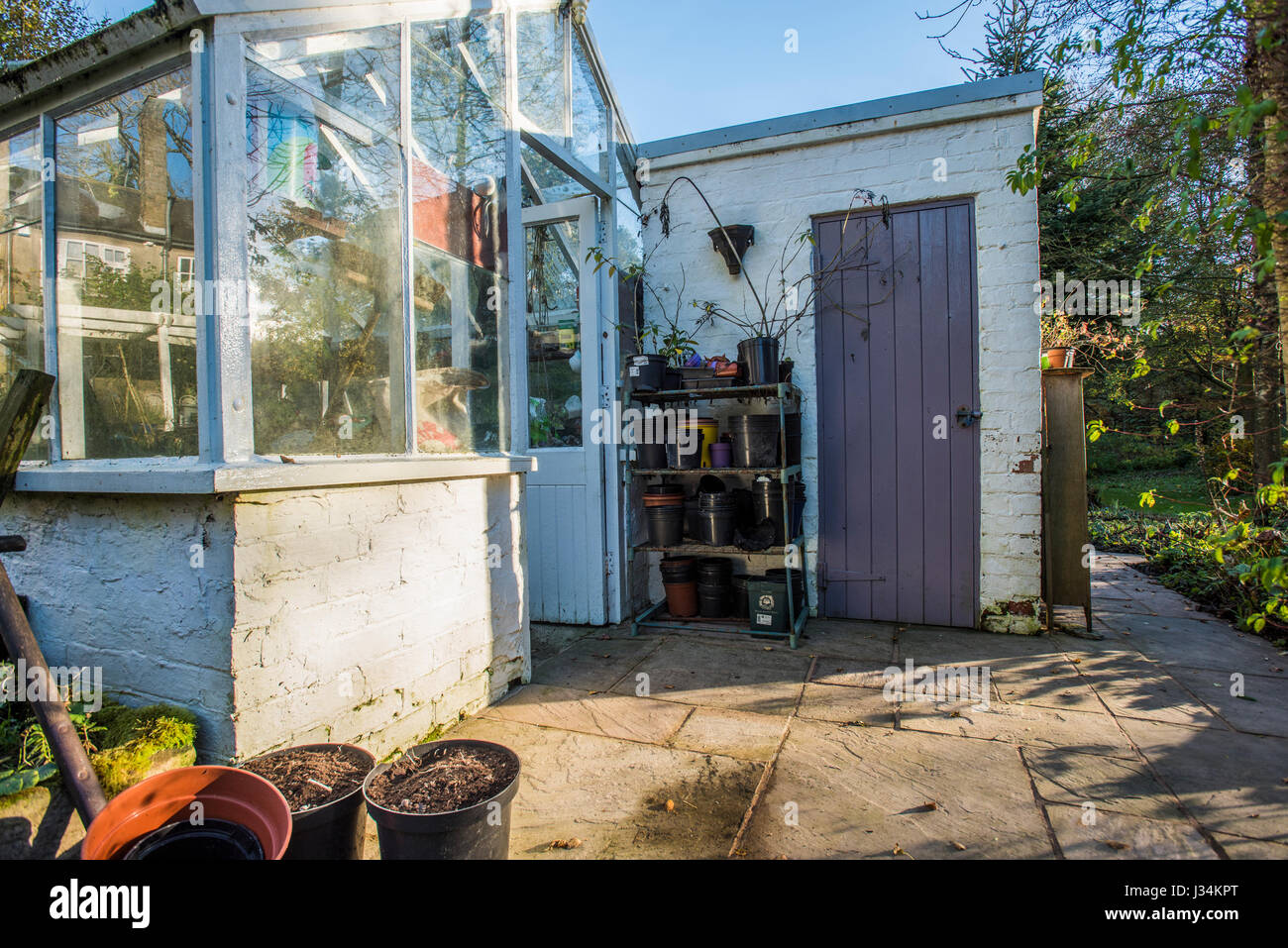 Outside the entrance of a greenhouse, Chipping, Lancashire Stock Photo Alamy