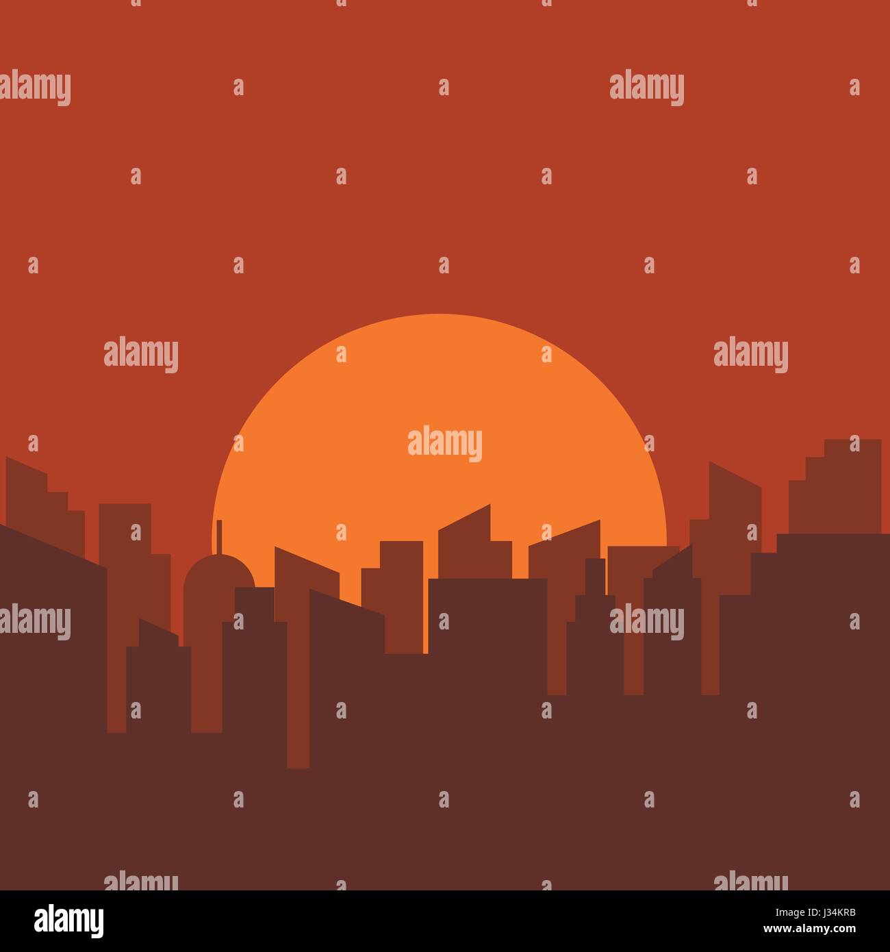 Silhouette of urban scenery in the morning Stock Vector