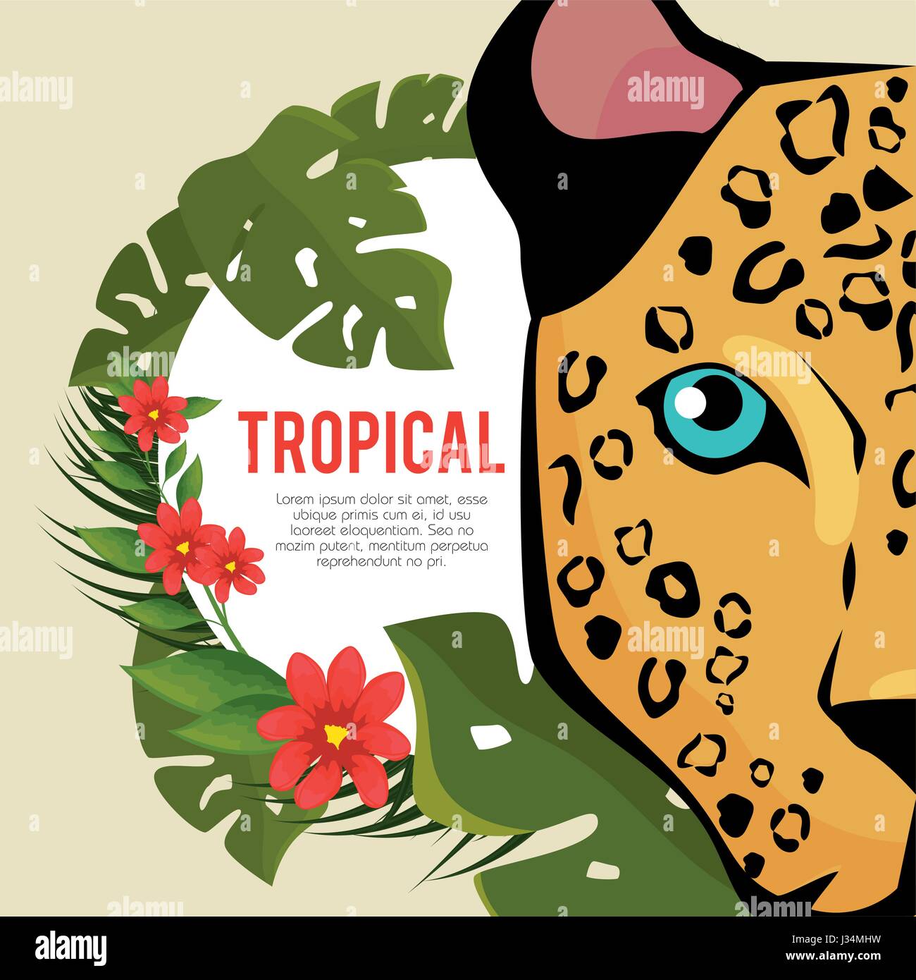 tropical summer time poster Stock Vector