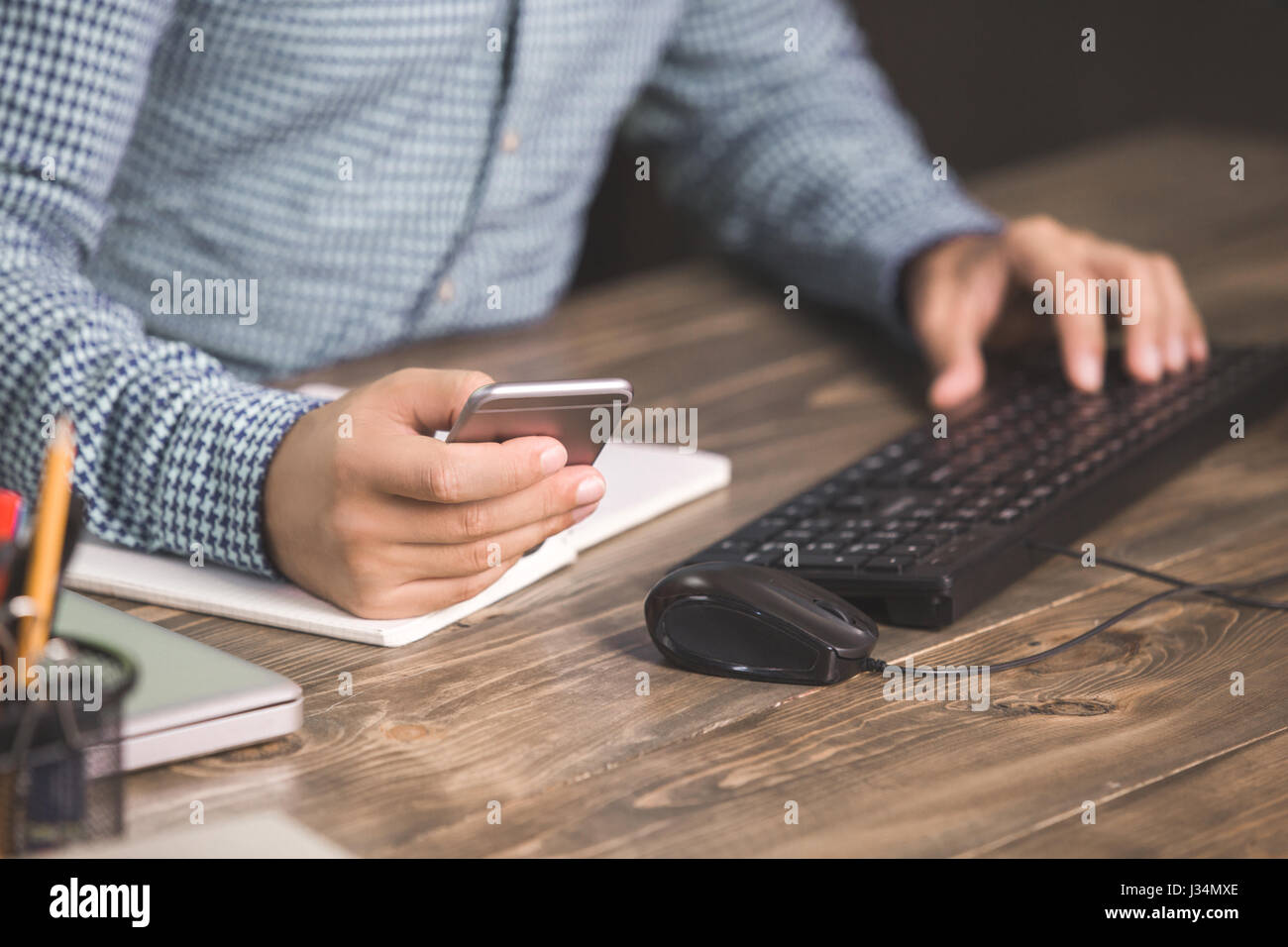 Young Man Programmer Computer Technology Work Concept Stock Photo