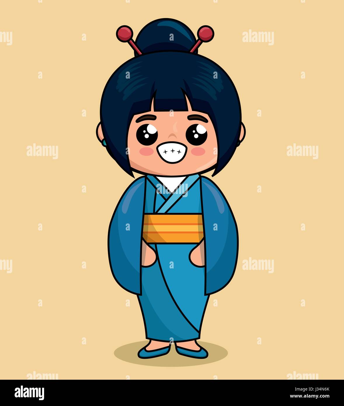 cute japanese doll kawaii style Stock Vector Image & Art Alamy