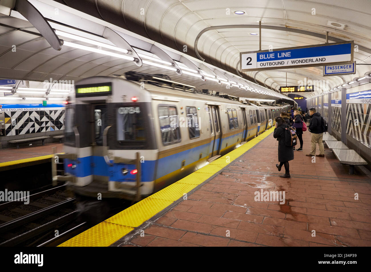 Massachusetts Bay Transportation Authority (MBTA) at Aquatic station on the Blue Line, Boston