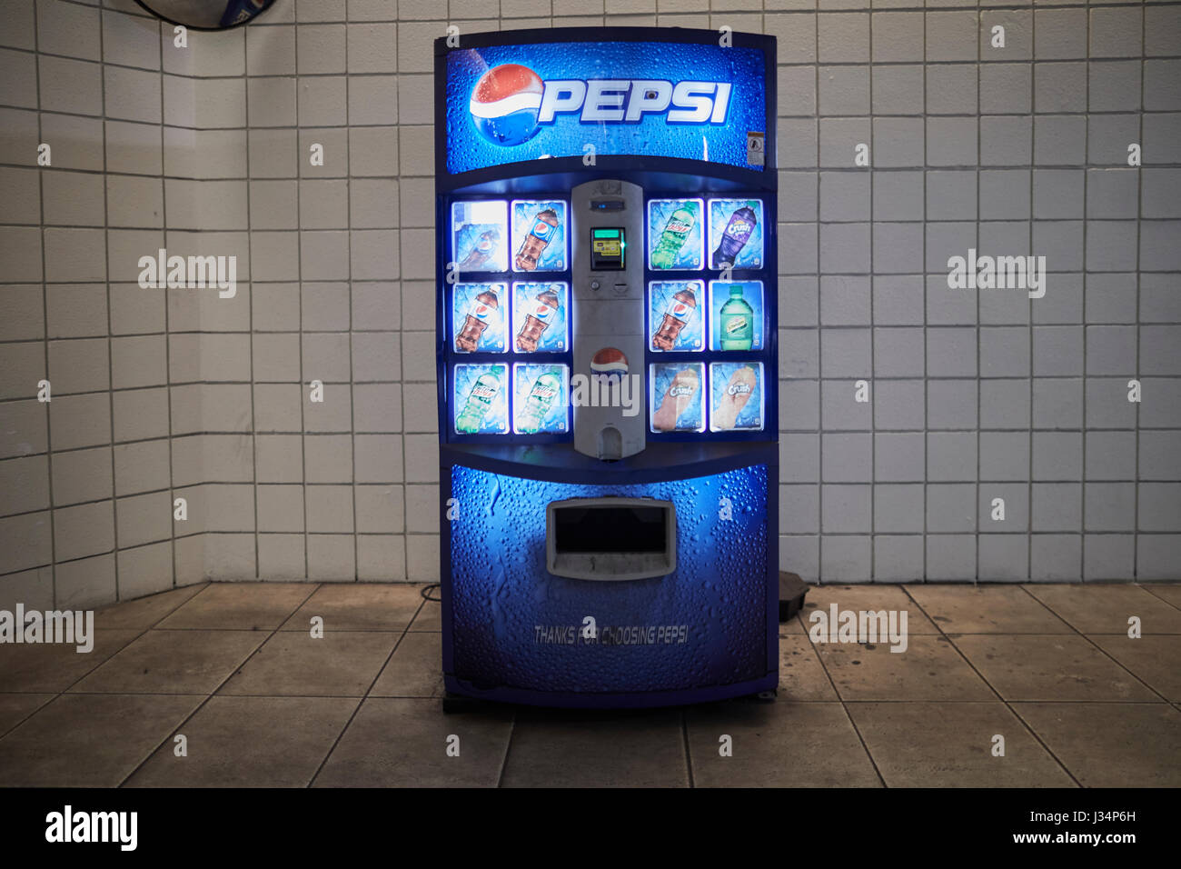 Vending Pepsi machine on the underground  Boston Massachusetts, United States, USA, Stock Photo