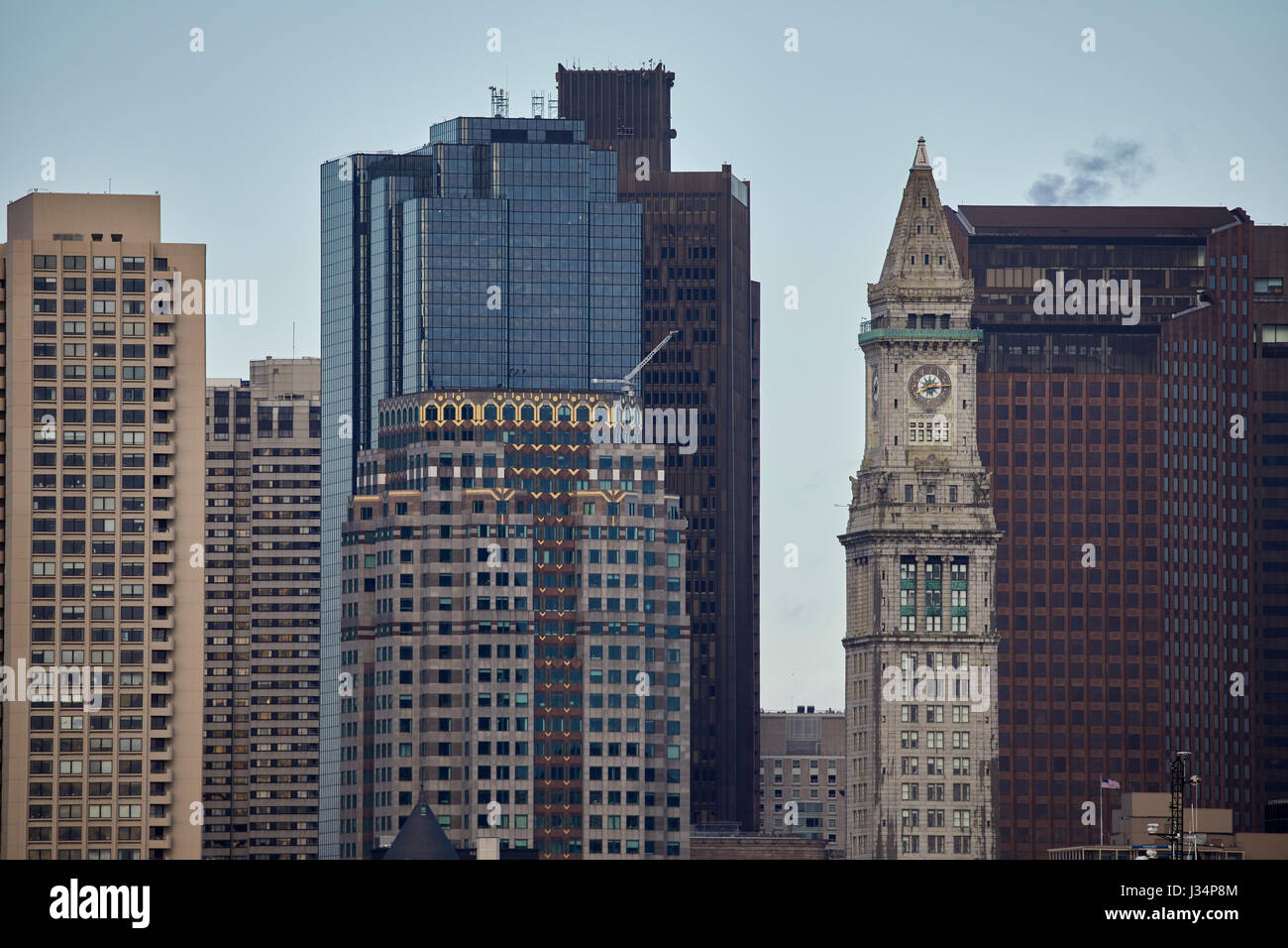 The Skyline across the bay Boston capital of Massachusetts, United ...