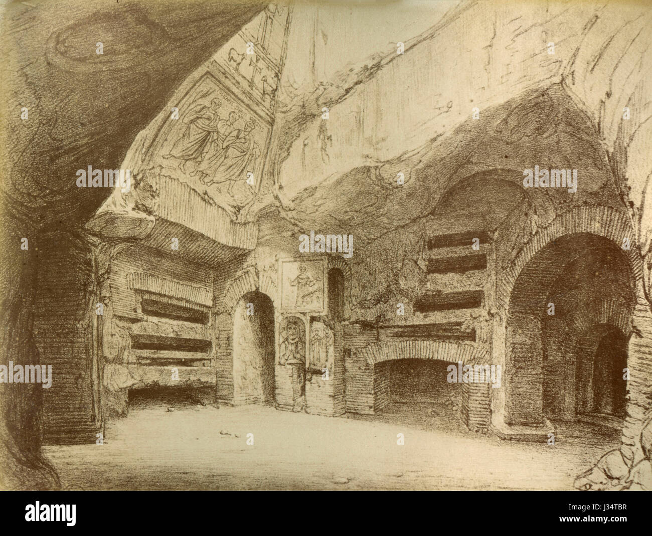 Catacomb of Callixtus, Santa Cecilia Chapel, Rome, Italy Stock Photo