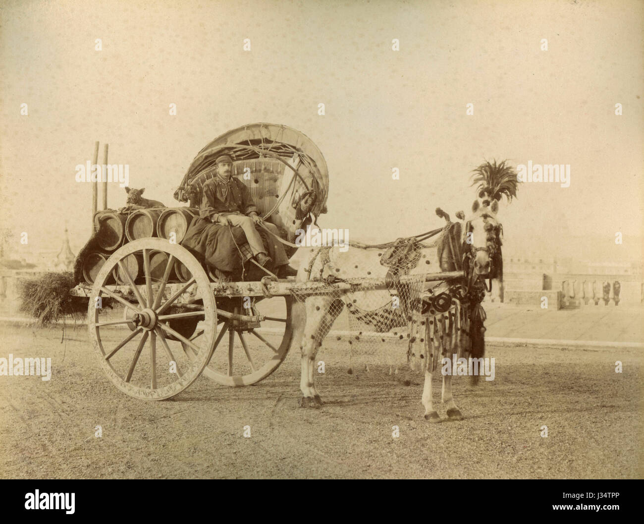 Roman Wine Wagon, Italy ca. 1880 Stock Photo