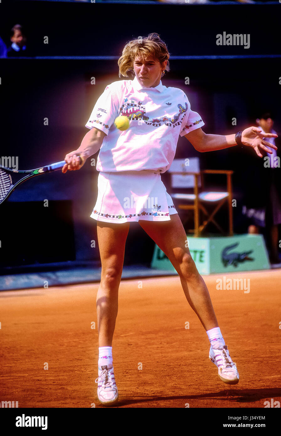 Steffi Graf (GER) competing at the 1989 French Open Stock Photo - Alamy