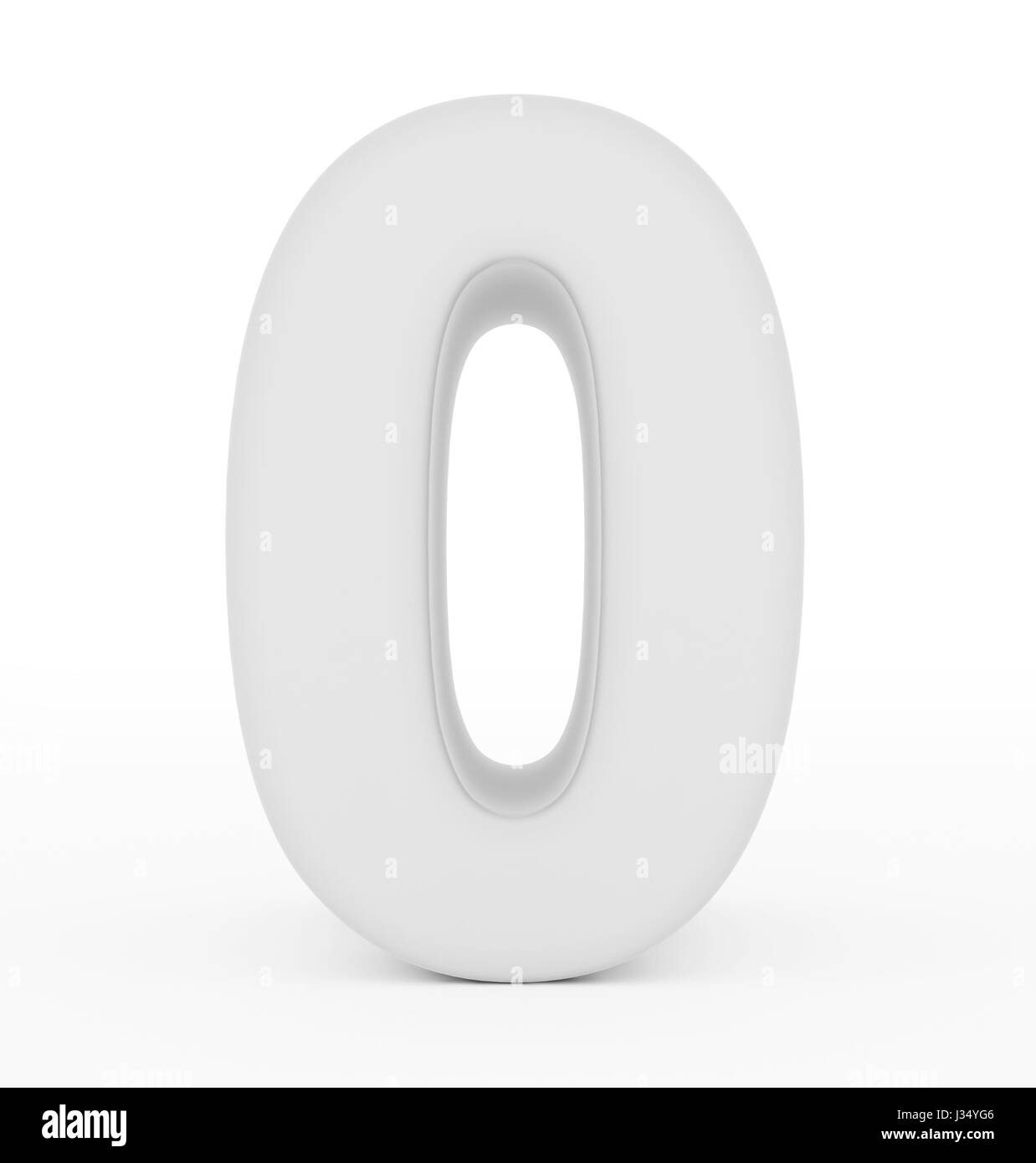 number 0 3d white isolated on white - 3d rendering Stock Photo