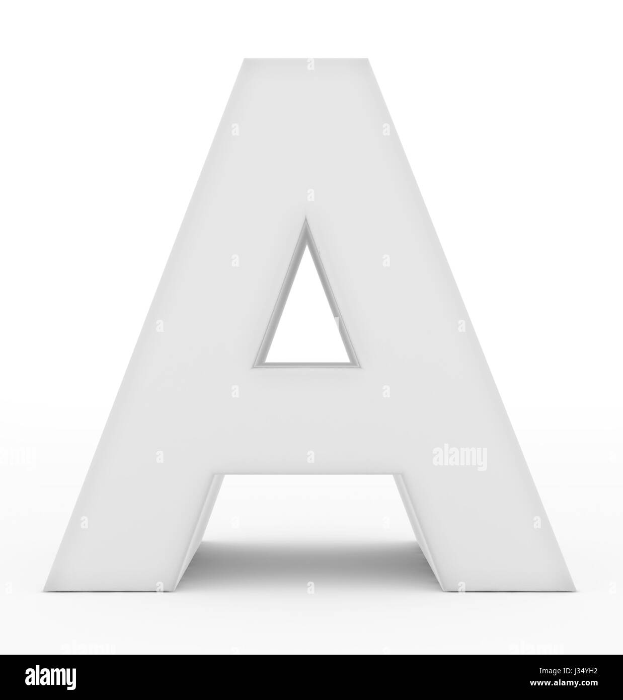 letter A 3d white isolated on white - 3d rendering Stock Photo