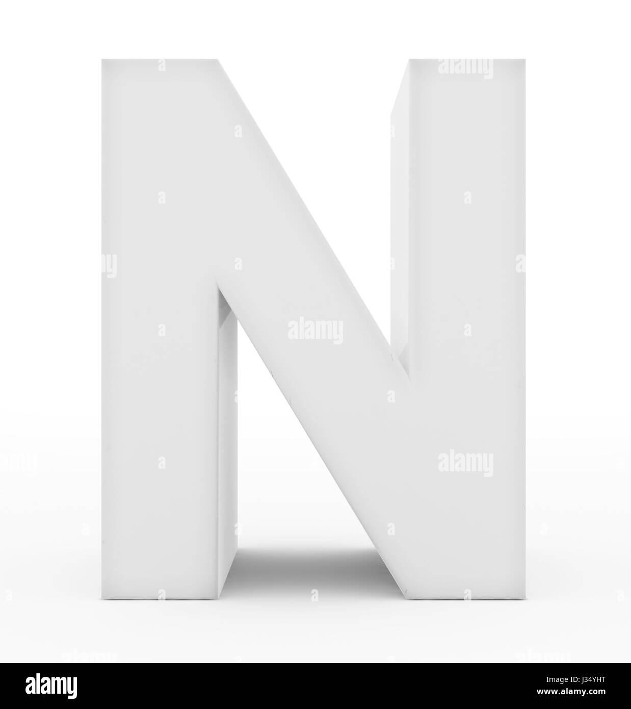 letter N 3d white isolated on white - 3d rendering Stock Photo - Alamy
