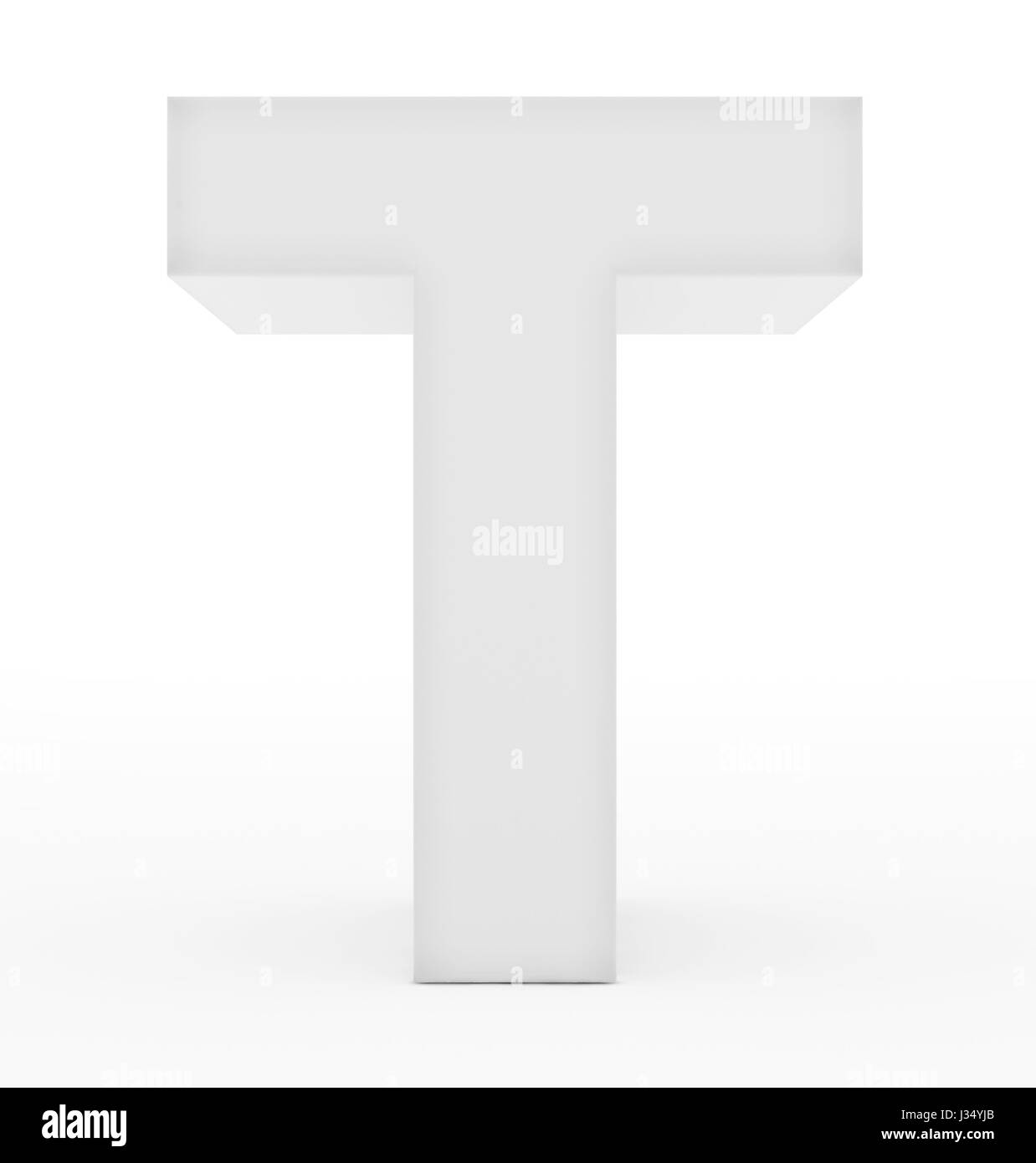 letter T 3d white isolated on white - 3d rendering Stock Photo - Alamy