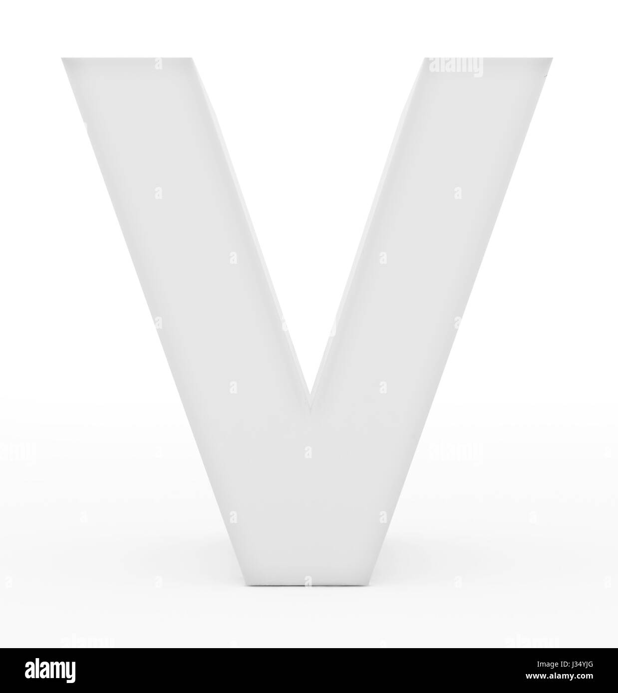 letter V 3d white isolated on white - 3d rendering Stock Photo - Alamy
