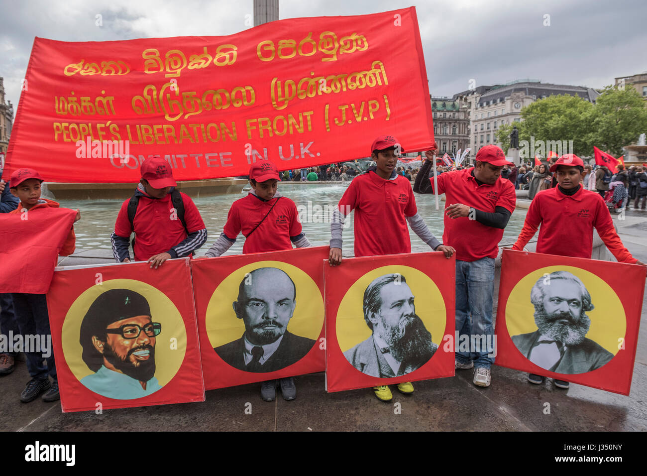 Members of the Peoples Liberation Front (JVP) The May Day March from