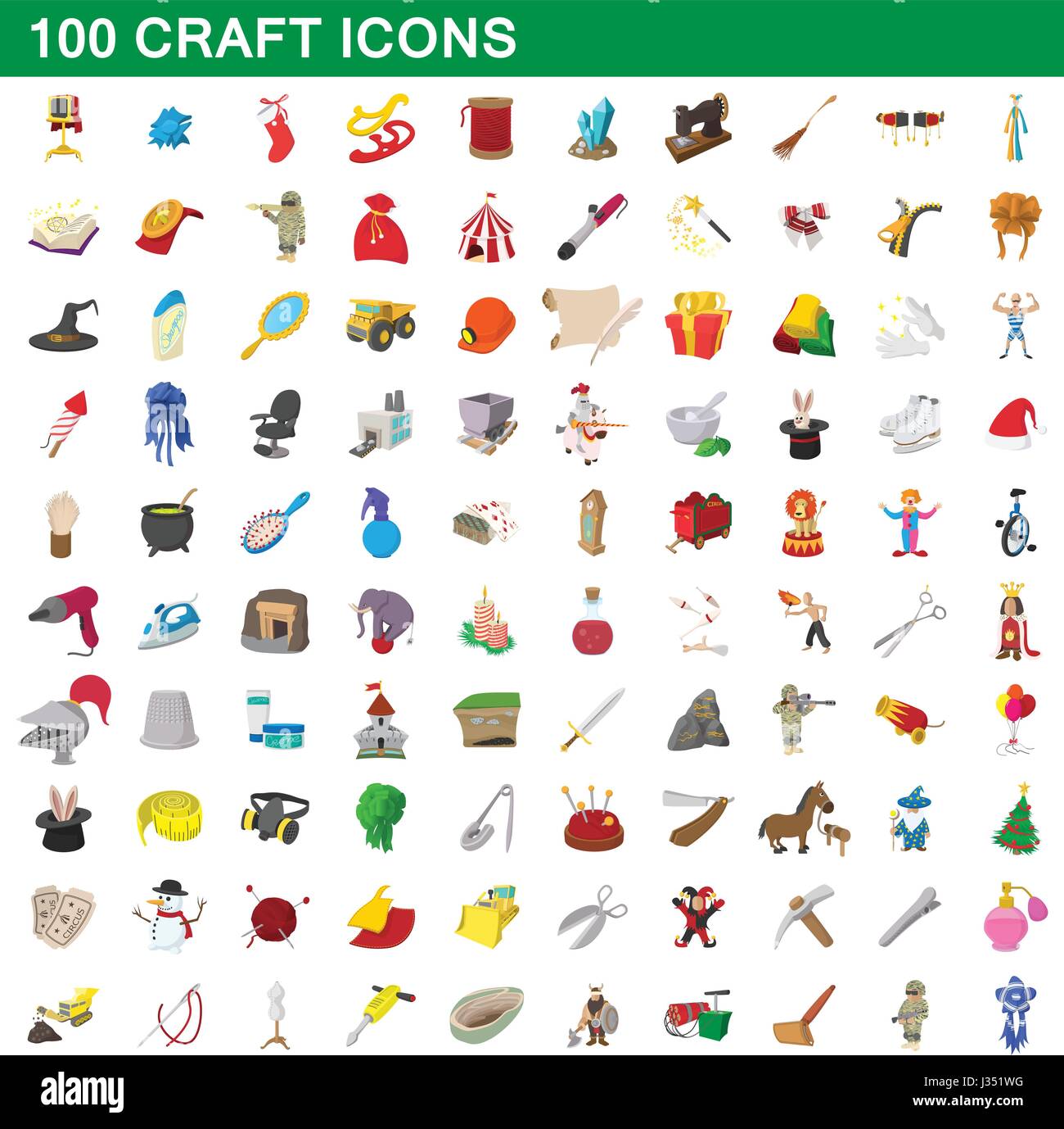 100 craft icons set, cartoon style Stock Vector Image & Art - Alamy