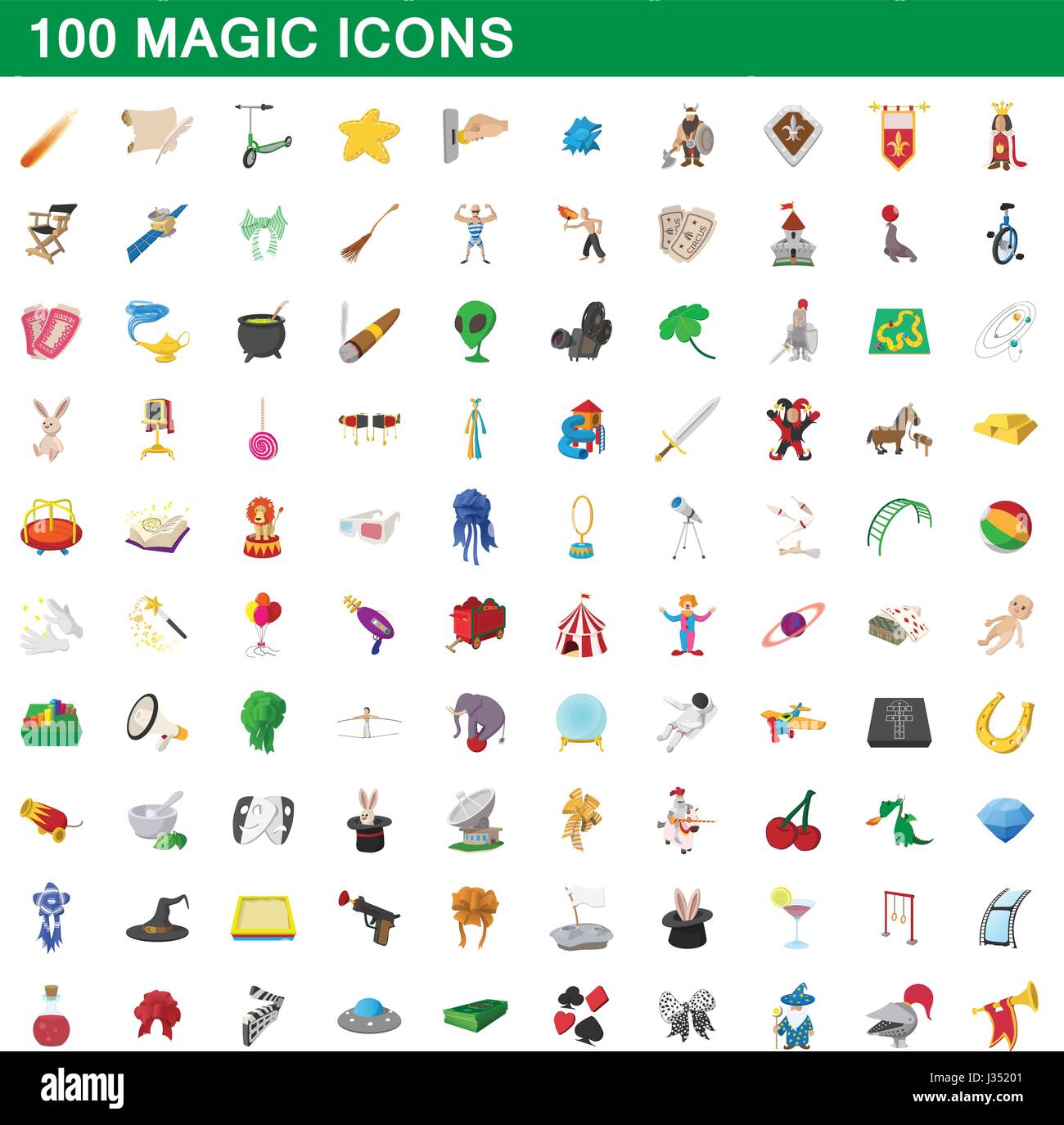 100 magic icons set, cartoon style Stock Vector Image & Art - Alamy