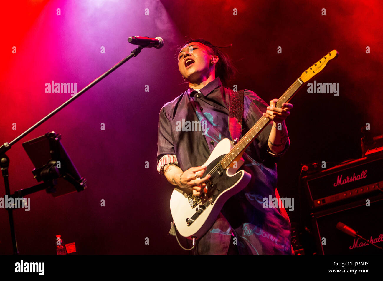 Japanese singer-songwriter Takamasa Ishihara or popularly known as Miyavi, performs live at Alcatraz. (Photo by: Mairo Cinquetti/Pacific Press) Stock Photo