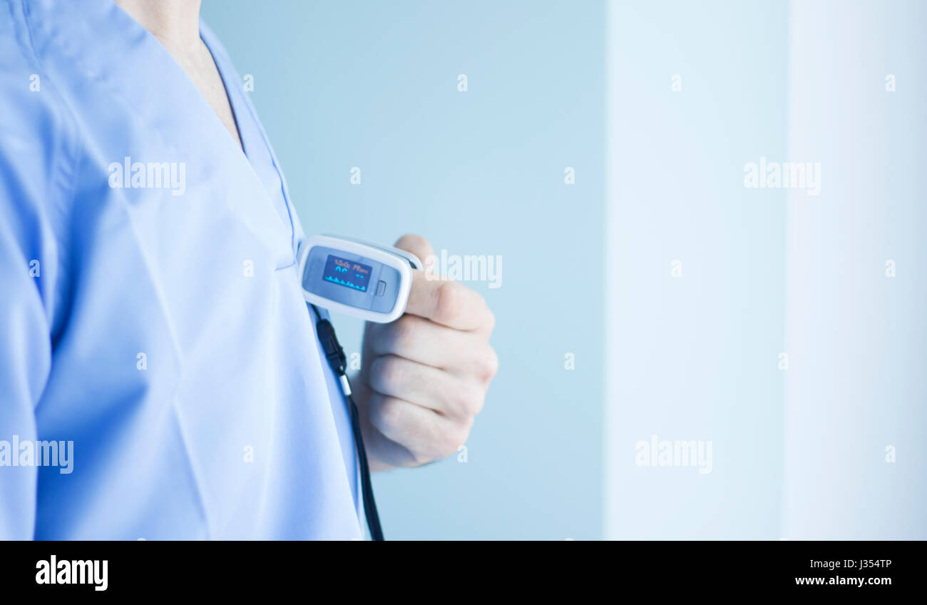 Blood pressure finger resting pulse monitor used to take heart rate and