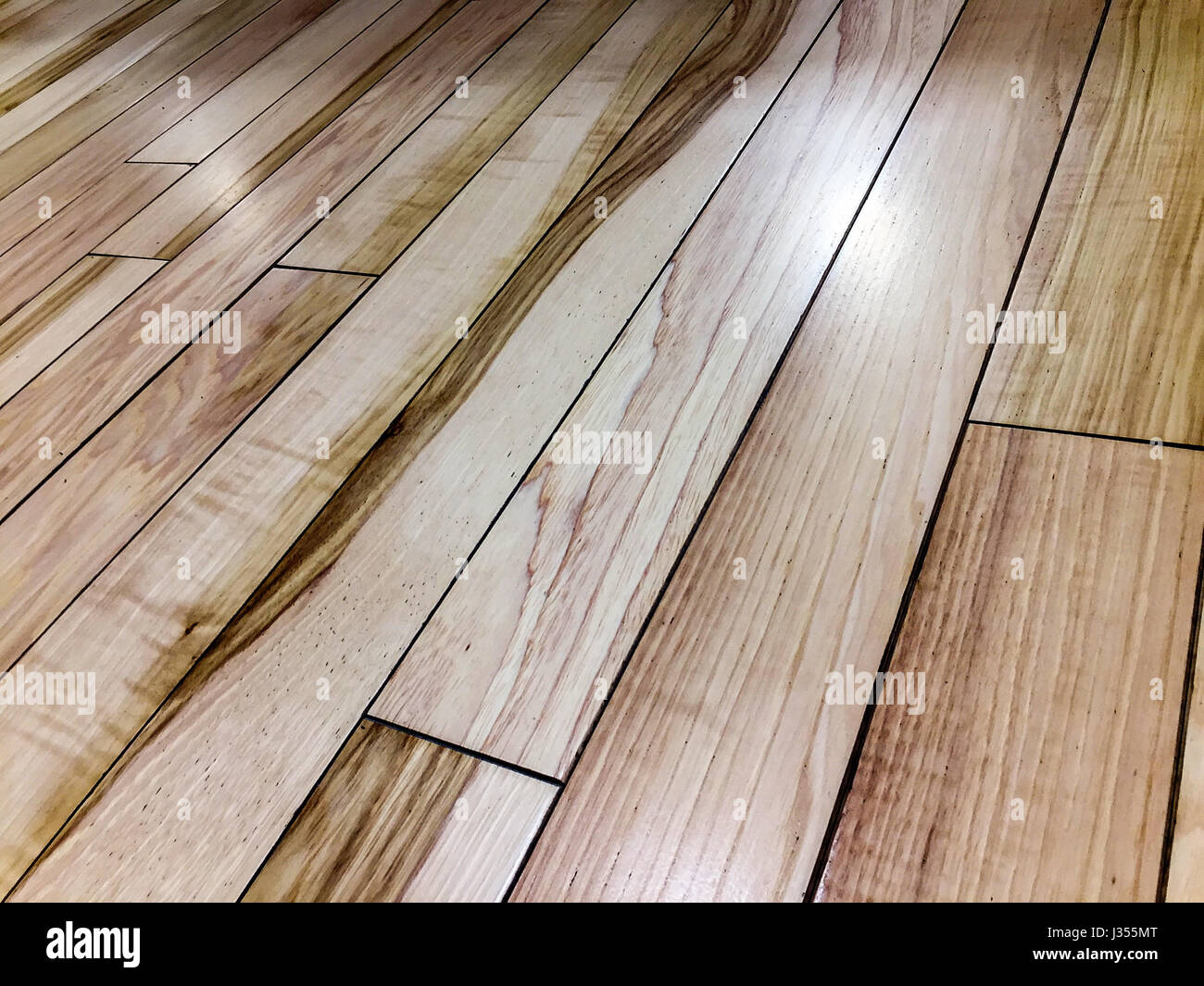 Shiny natural color stained hardwood floor Stock Photo Alamy