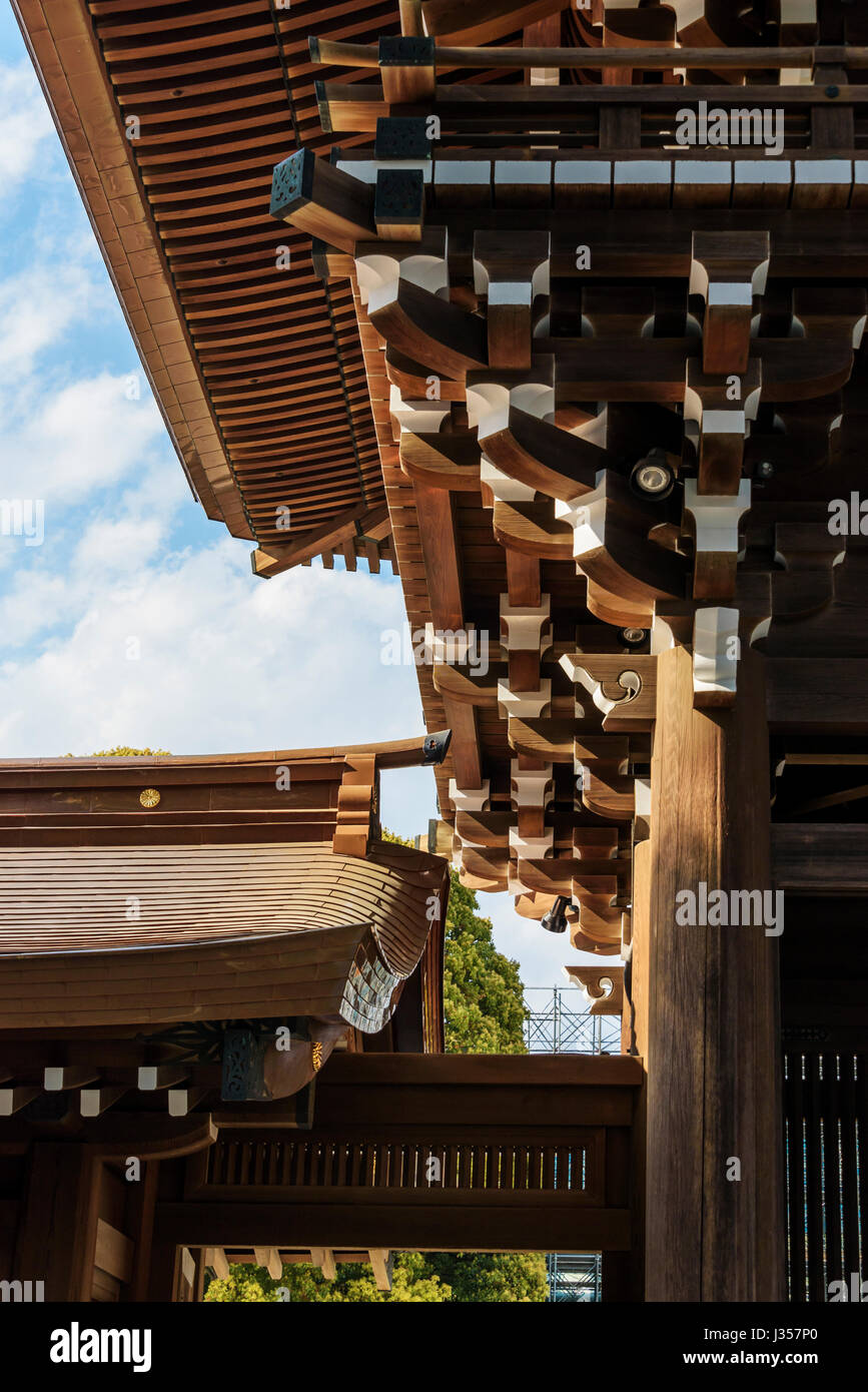 Details of a traditional meiji shhrine building roof. Stock Photo