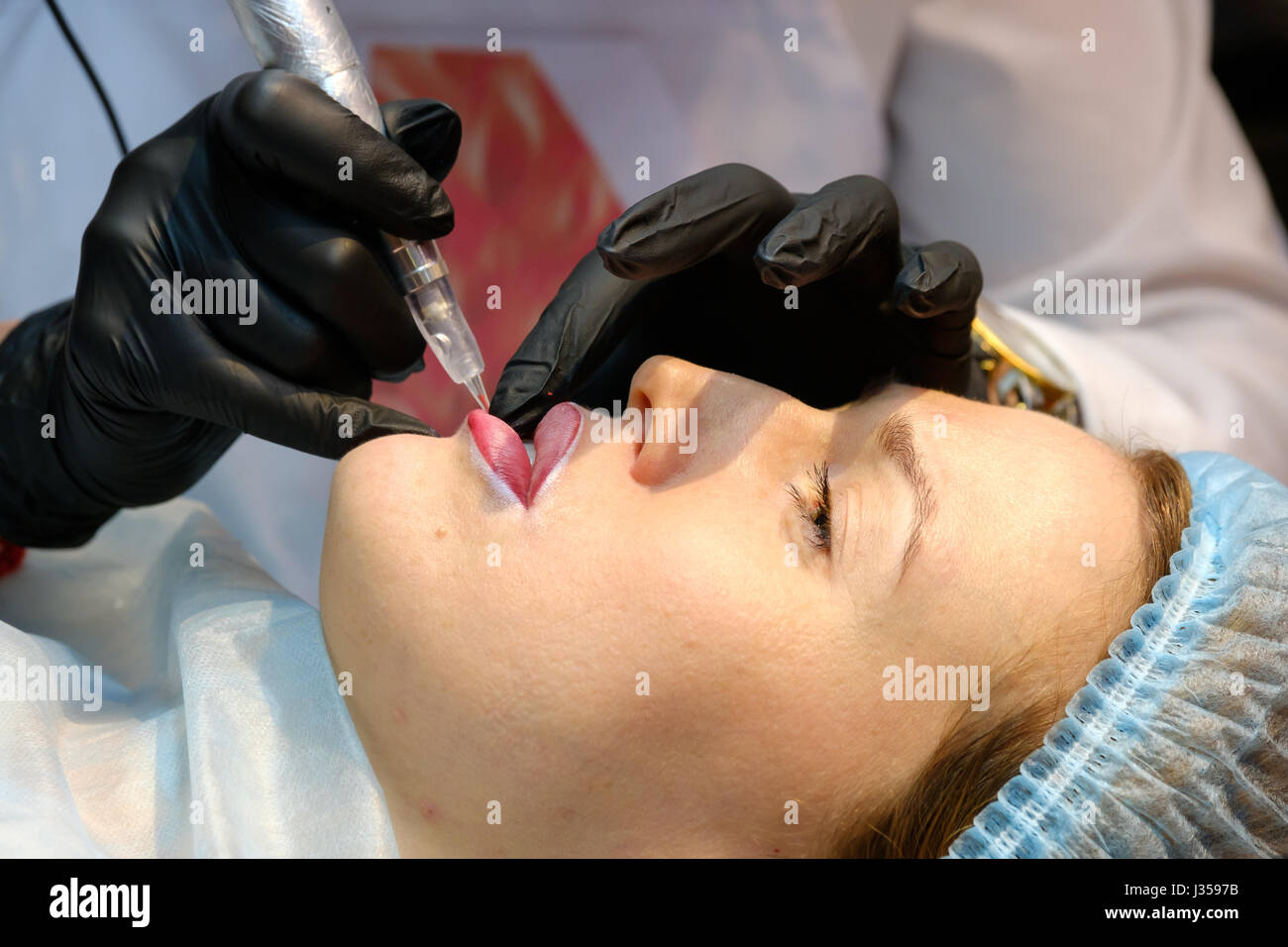 Cosmetology procedure demonstration in a clinic Stock Photo