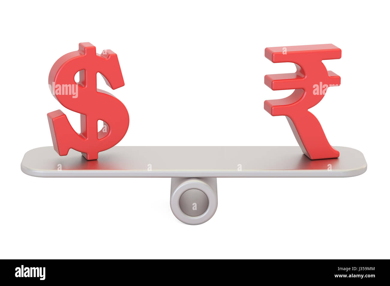 Dollar or Rupee, balance concept. 3D rendering isolated on white background Stock Photo