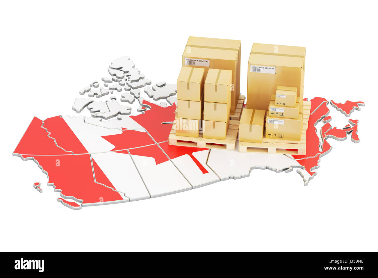 Shipping and Delivery from Canada isolated on white background Stock