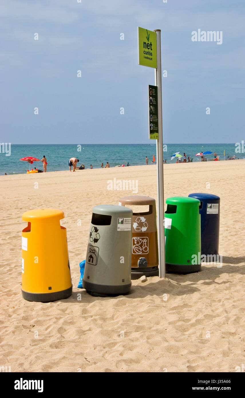 Recycling bins Spain Stock Photo Alamy