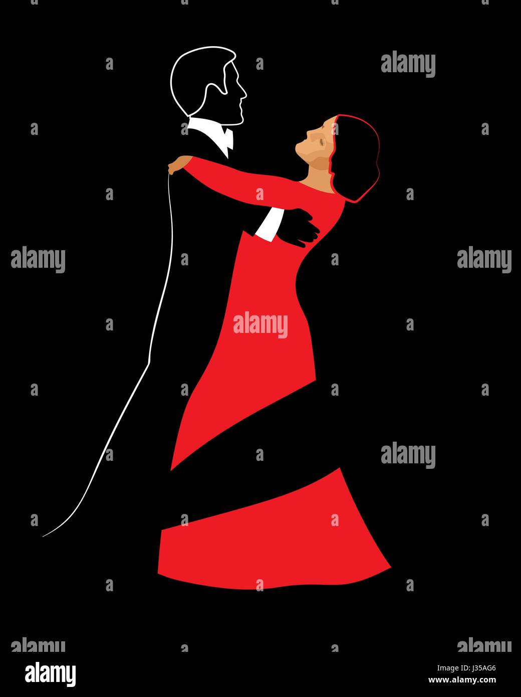 vector drawing couple dancing classic dance Stock Vector