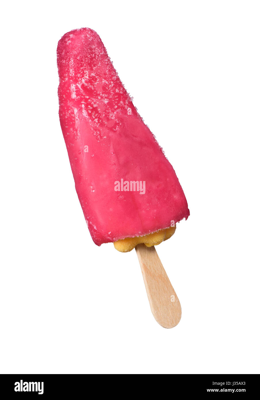 Pink fruity ice cream. Isolated on white background Stock Photo