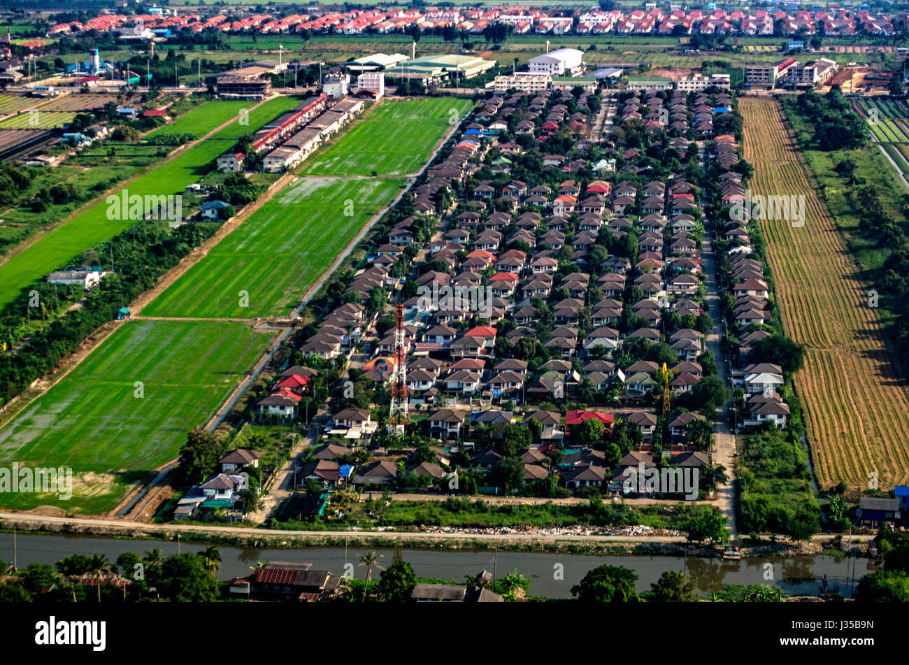 Land Development and Housing Aerial Photography in Asia Stock Photo