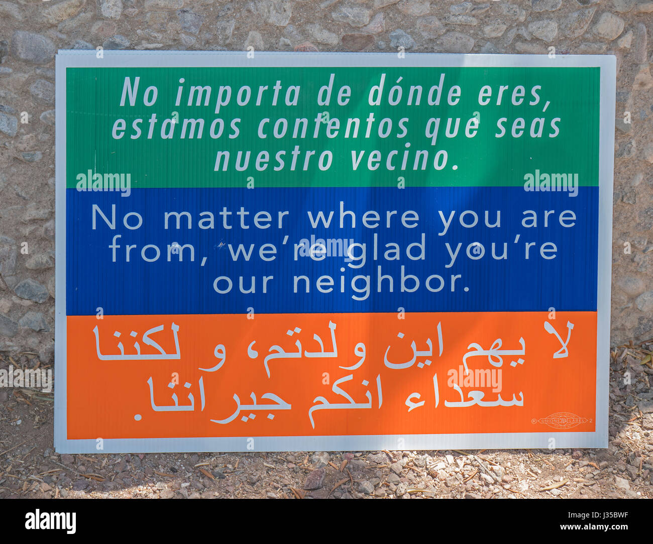 Good neighbors sign at People's Climate March in America, Tucson, Arizona, USA Stock Photo Alamy