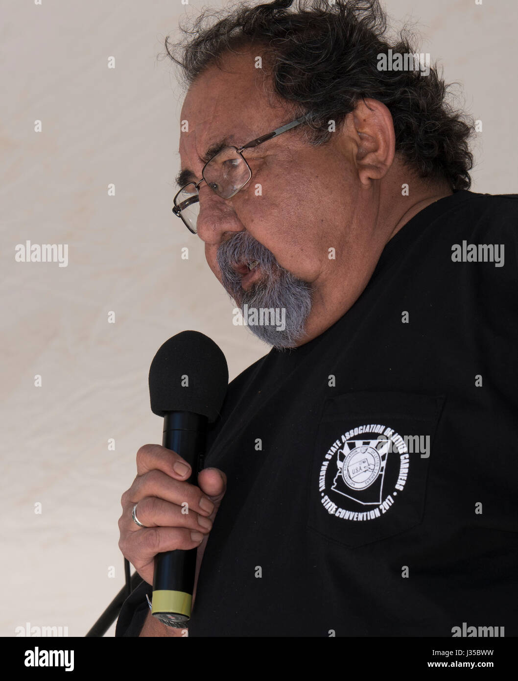 Champion of the environment and human rights, American Congressman Raúl Manuel Grijalva speaks at the People's March for Climate in Tucson, Arizona, USA, 29 April 2017 Stock Photo