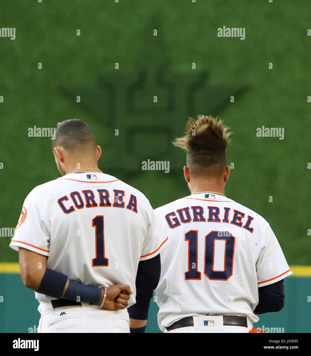 Houston Astros short stop Carlos Correa during batting practice before game  four of the season opener against the Texas Rangers. Astros won the series  Stock Photo - Alamy
