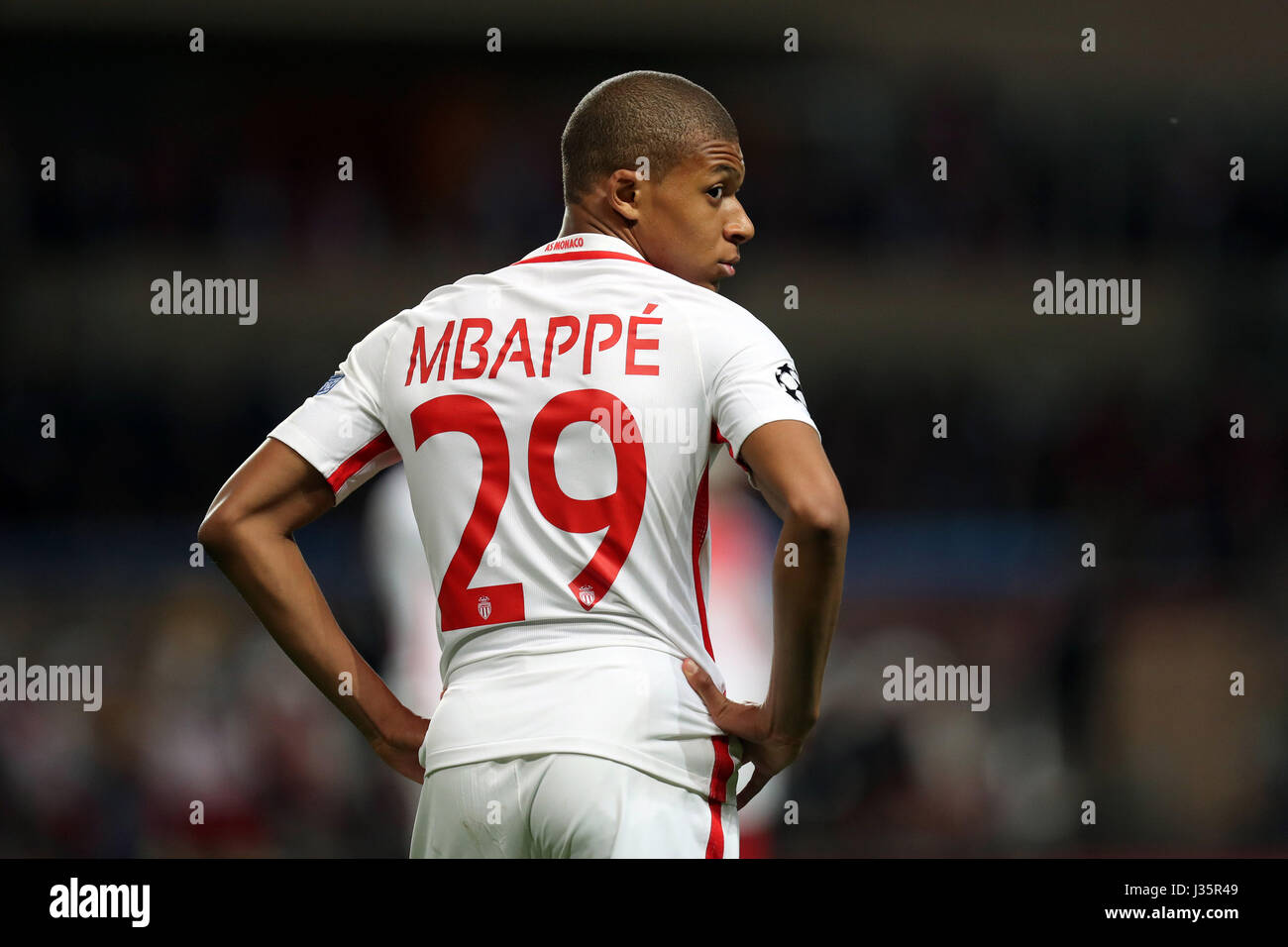 Monaco, Monaco. 3rd May, 2017. KYLIAN MBAPPE of Monaco looks dejected  during the UEFA Champions League semi final football match, 1st leg,  between AS Monaco and Juventus FC on May 3rd, 2017