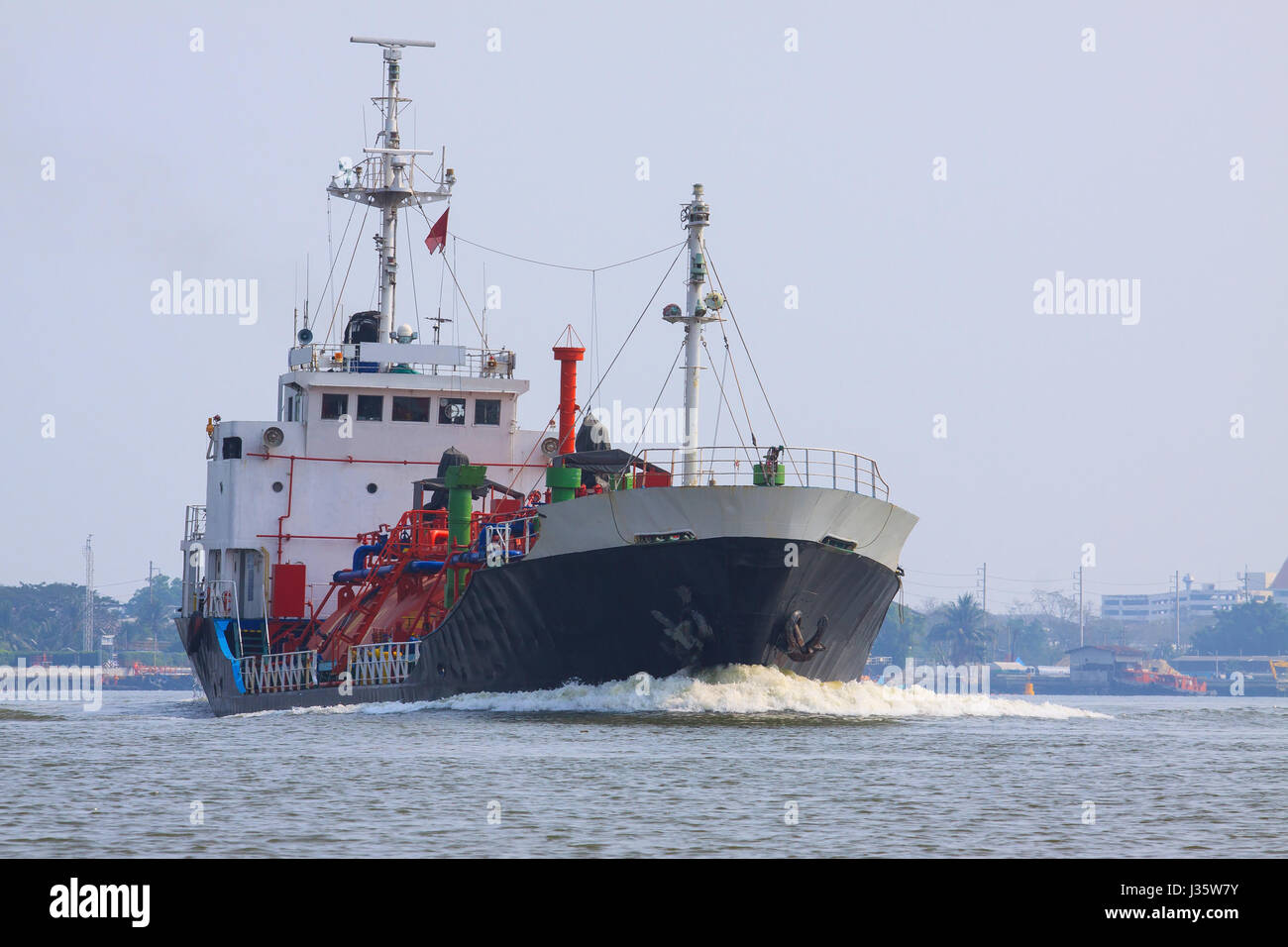 gas lpg container tanker ship running in river use for petrochemical
