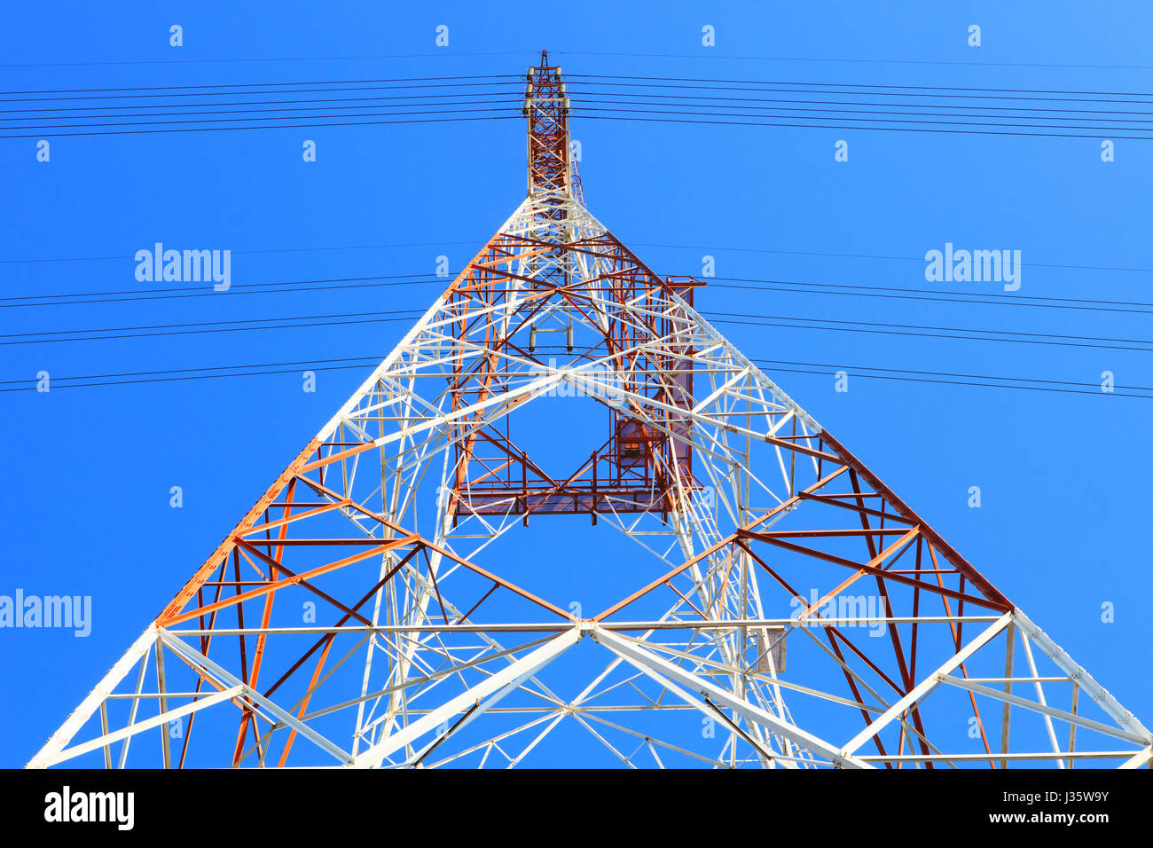 symmetry of high voltage electric power line tower metal structure ...